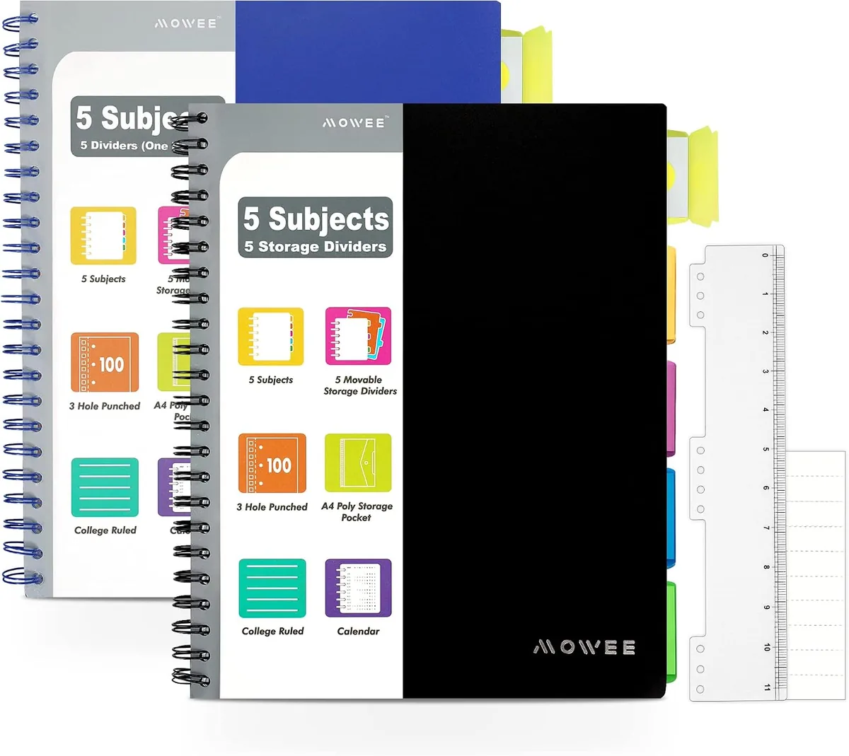 MOWEE Caderno com 5 disciplinas - pacote com 2