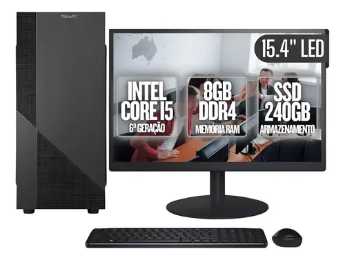 Pc Completo Bluepc Task I5 6ª 8GB Ddr4 SSD 240GB Monitor 15 8GB 240GB Integrada