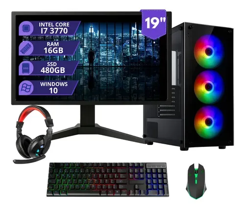 Pc Gamer Completo I7 3.4ghz 16GB SSD 480GB 500w Monitor 19 480GB 16GB Placa De Video Integrada