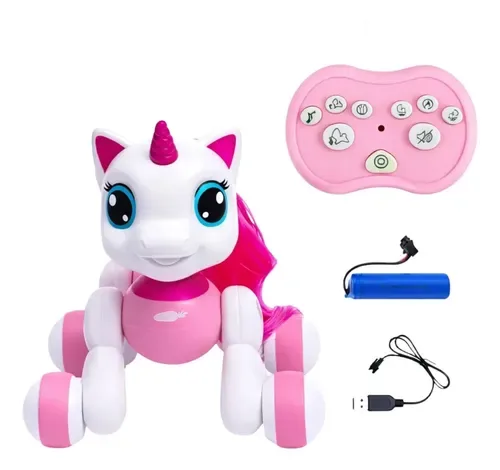 Robô Unicórnio com Controle Remoto e Bateria Recarregável Rosa