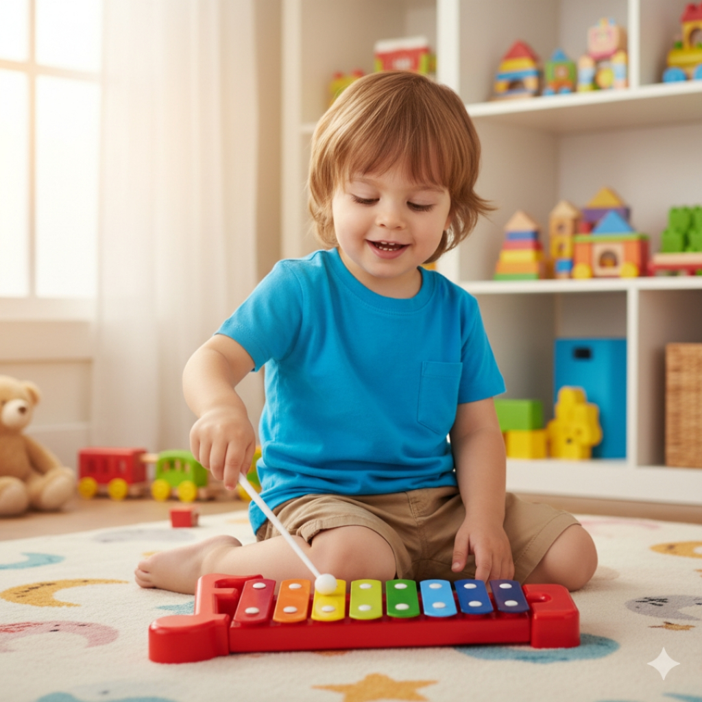 Xilofone Infantil Brinquedo Piano Musical Com Baqueta de Plástico Montessori Educacional e Didático