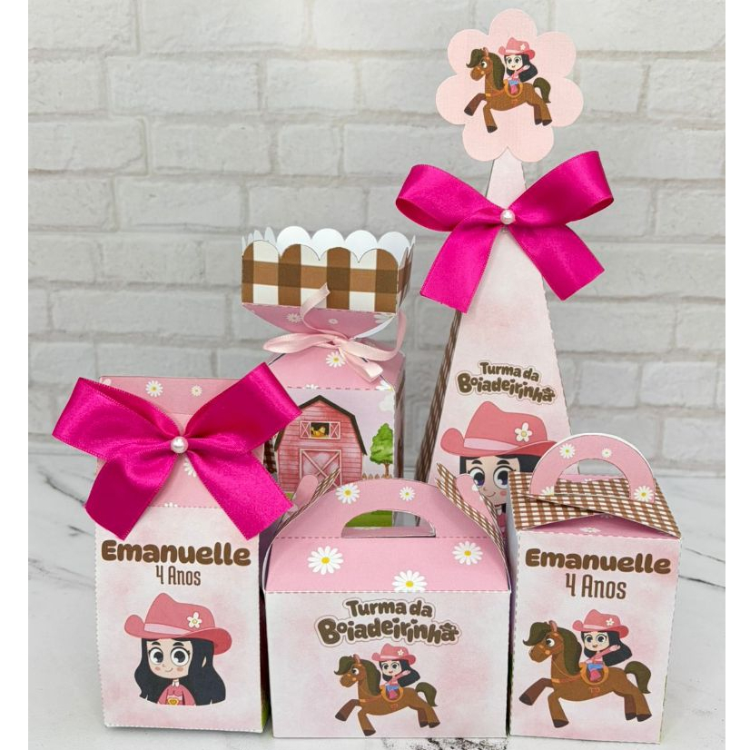 Kit caixinhas personalizadas lembrancinha de festa infantil aniversário turma da boiadeirinha