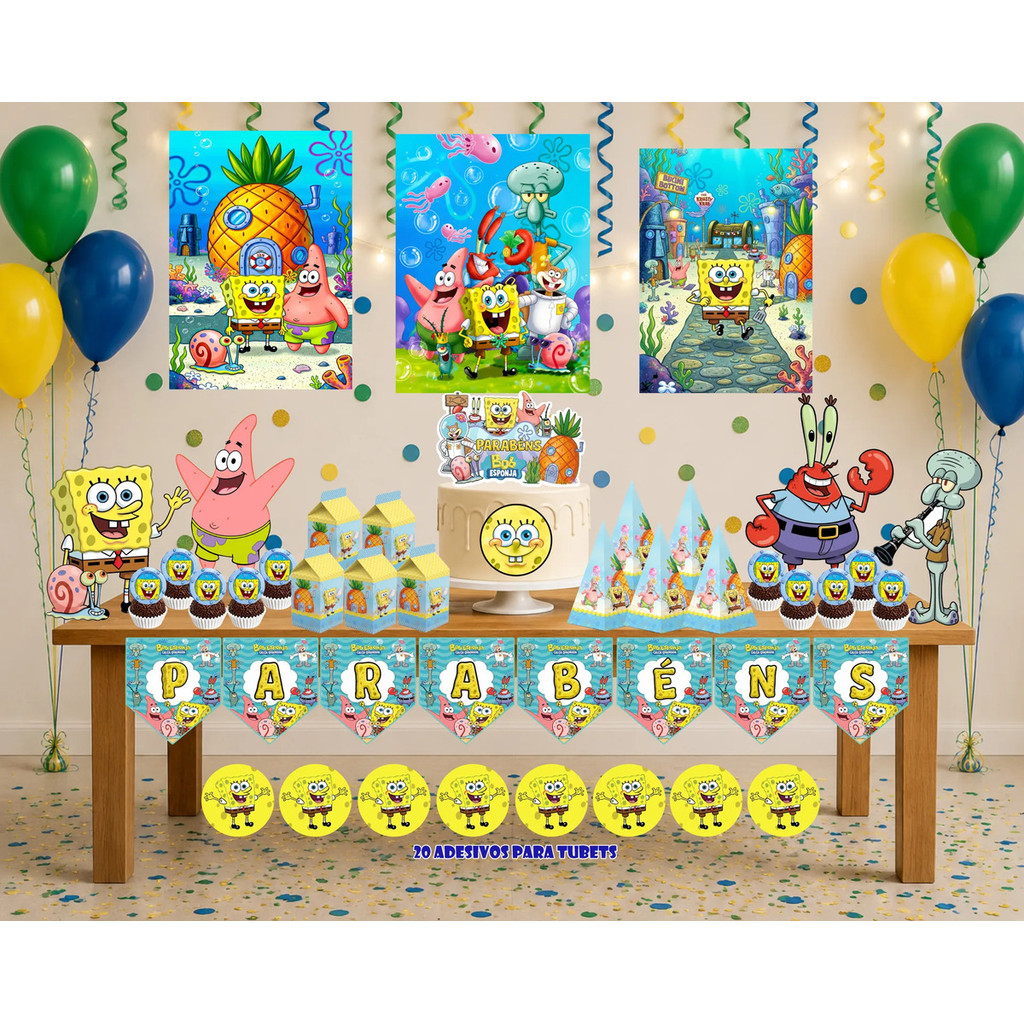 Kit Festa Bob Esponja Só um Bolinho decoração de festa, festa em casa, aniversário, Mêsversário