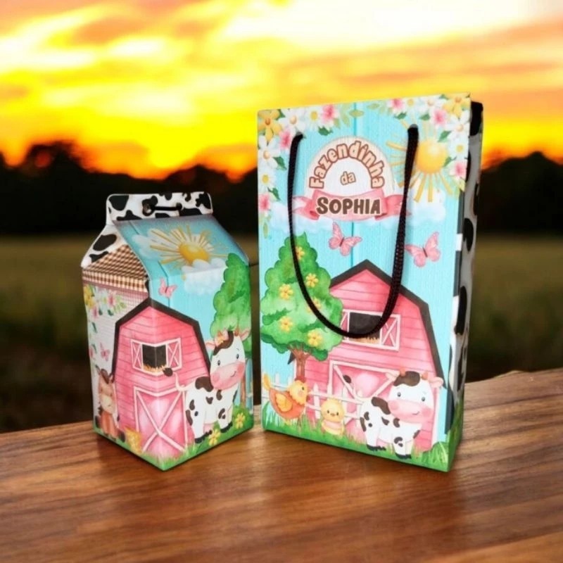 Kit Festa Milk e Sacolinhas Personalizadas Festa Infantil
