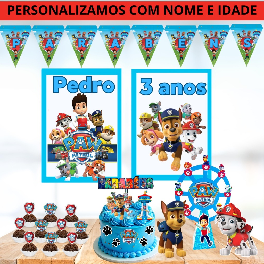 Kit Festa Só um Bolinho Decoração - Patrulha Canina