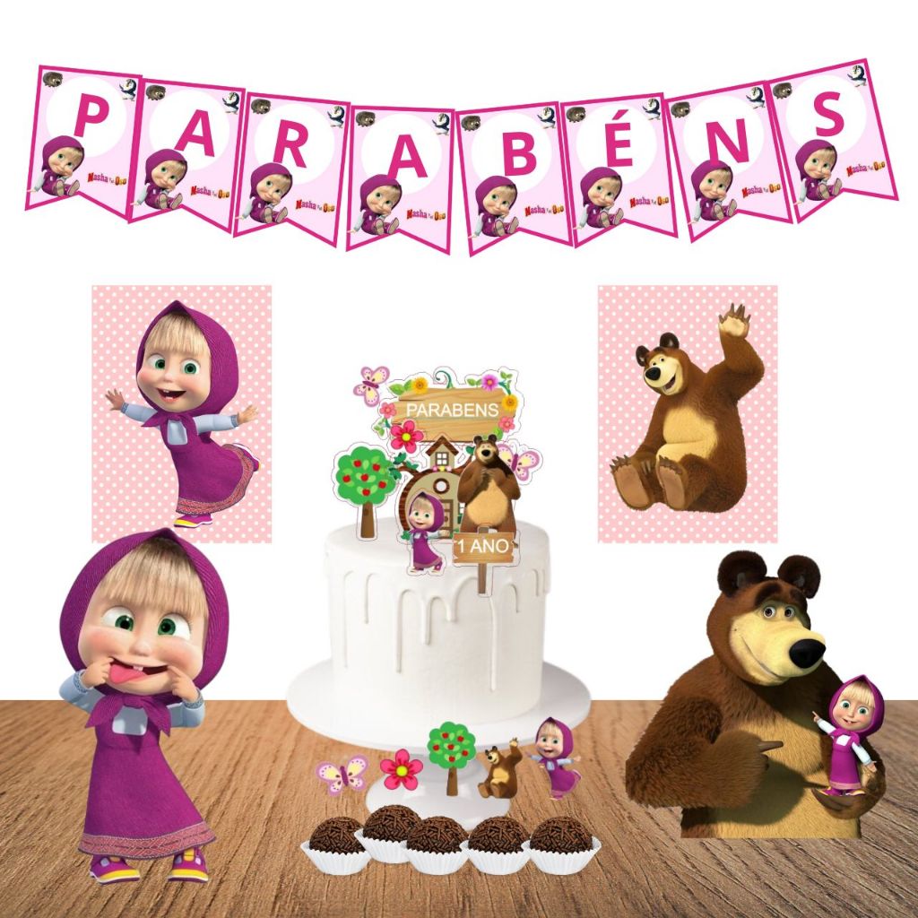 Kit só um bolinho Festa MASHA E URSO - Aniversário MARSHA E URSO