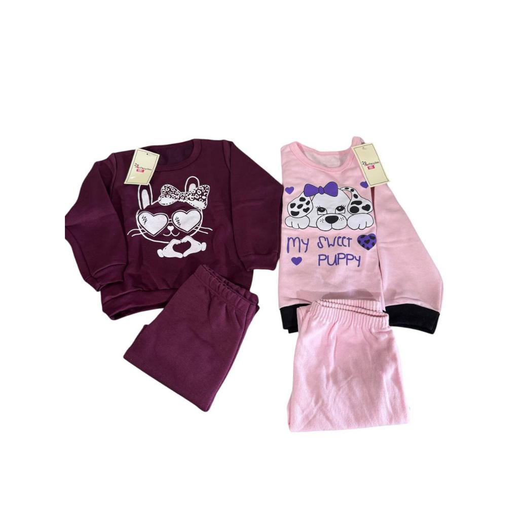 kit 2 conjuntos Frio moletom menina P ao 3 sortidos