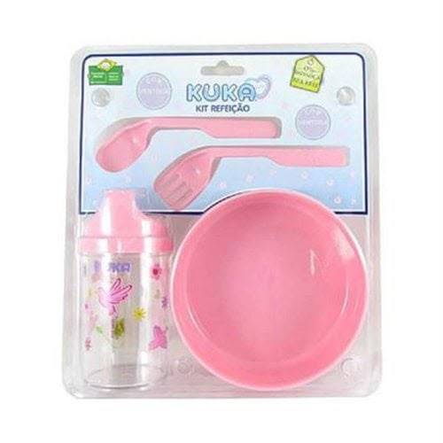Kit Refeição (prato,colher e copo) Rosa 7017 KUKA