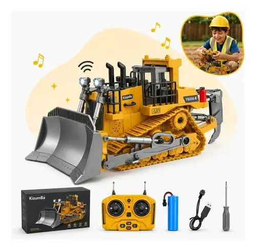 Trator Esteira Controle Remoto Infantil Track Brinquedo Realista Recarregável