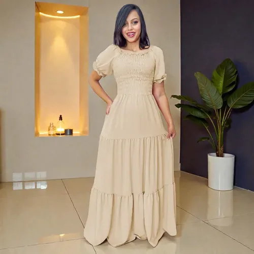 Vestido Longo Feminino De Manguinhas Multiuso De Luxo